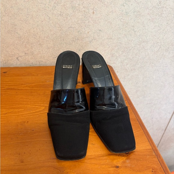 Stuart Weitzman Black Women's Heeled Mules Leather Soles Size 8 - Picture 2 of 7